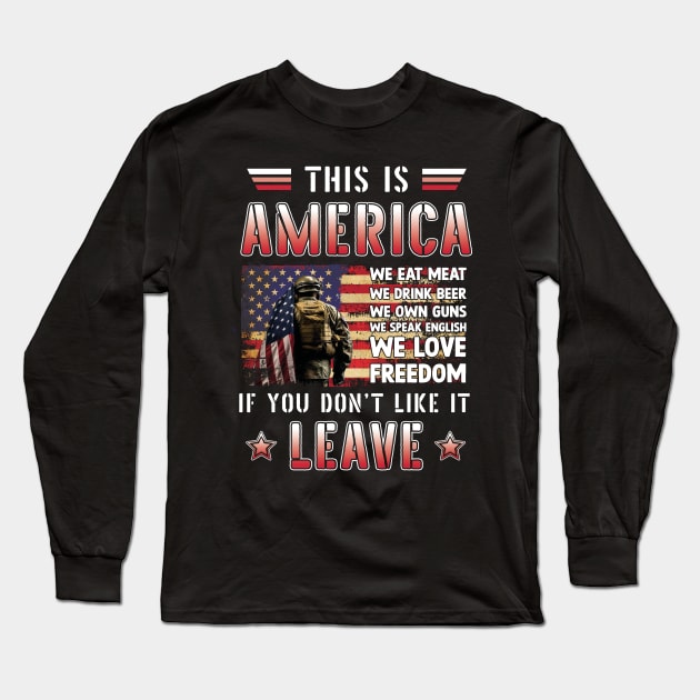 Us Veteran Patriotic American Flag Long Sleeve T-Shirt by myreed
